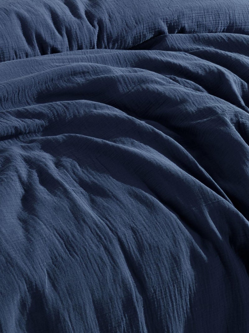 Set letto + 2 federe 65x65 cm  garza di cotone Blu marino - Kiabi