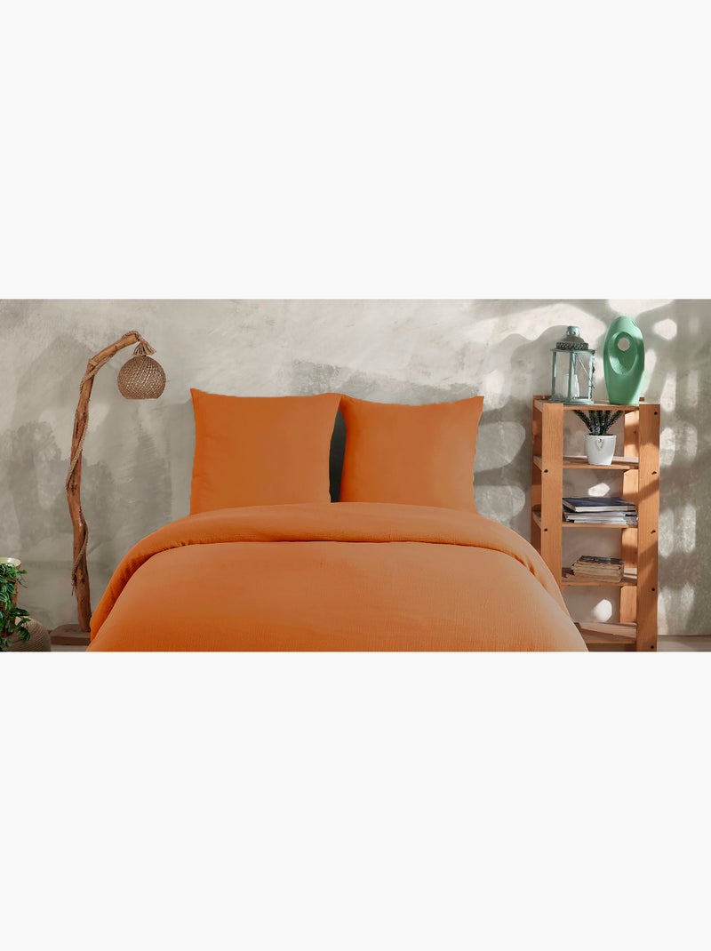 Set letto + 2 federe 65x65 cm  garza di cotone Ocre - Kiabi