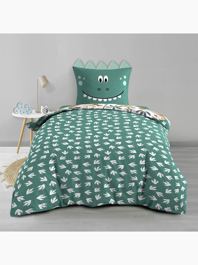 Set letto 2 pezzi reversibile con dinosauro Verde - Kiabi