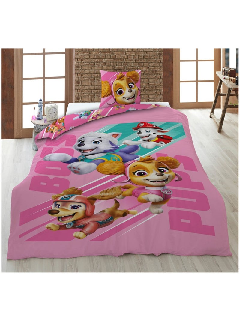 Set Letto Bambino Paw Patrol Stampato Reversibile 100% Cotone, ROSA Multicolore - Kiabi