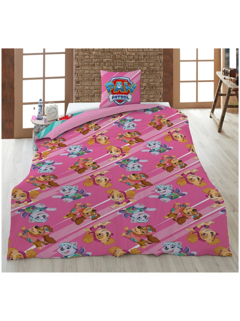 Set Letto Bambino Paw Patrol Stampato Reversibile 100% Cotone, ROSA Multicolore - Kiabi