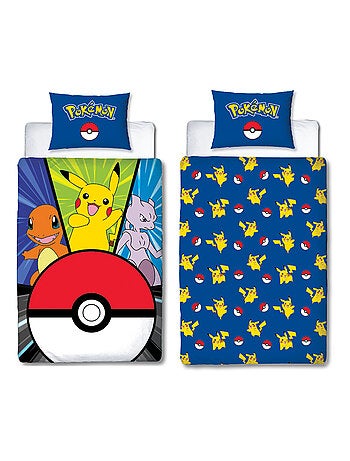Set Letto Bambino Pokémon, Microfibra Oeko-Tex, Stampa Reversibile, Letto Singolo, POKE BALL