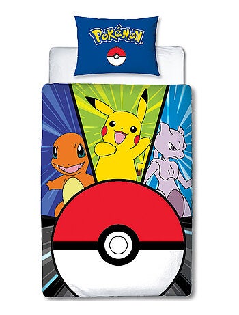 Set Letto Bambino Pokémon, Microfibra Oeko-Tex, Stampa Reversibile, Letto Singolo, POKE BALL