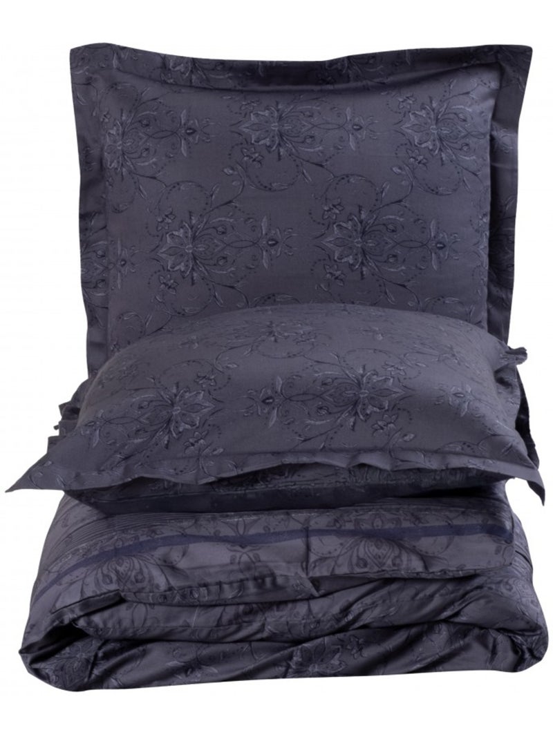 Set letto + federa 63x63 cm  in raso di cotone Blu marino - Kiabi