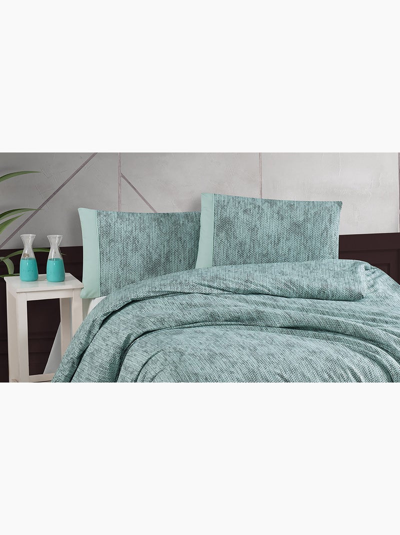 Set letto + federa 65x65 cm  100% cotone Verde acqua - Kiabi
