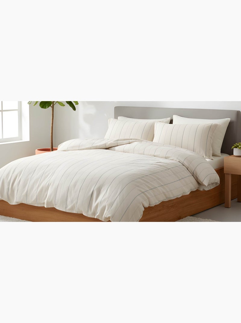 Set letto + federa in cotone Avorio - Kiabi