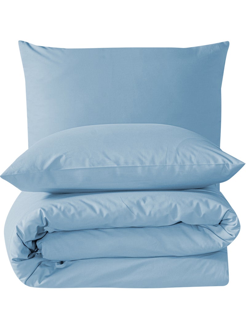 Set letto + federa in cotone Blu cielo - Kiabi