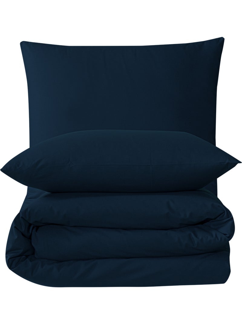 Set letto + federa in cotone Blu marino - Kiabi