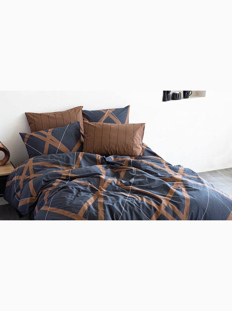 Set letto + federa in cotone Blu marino - Kiabi