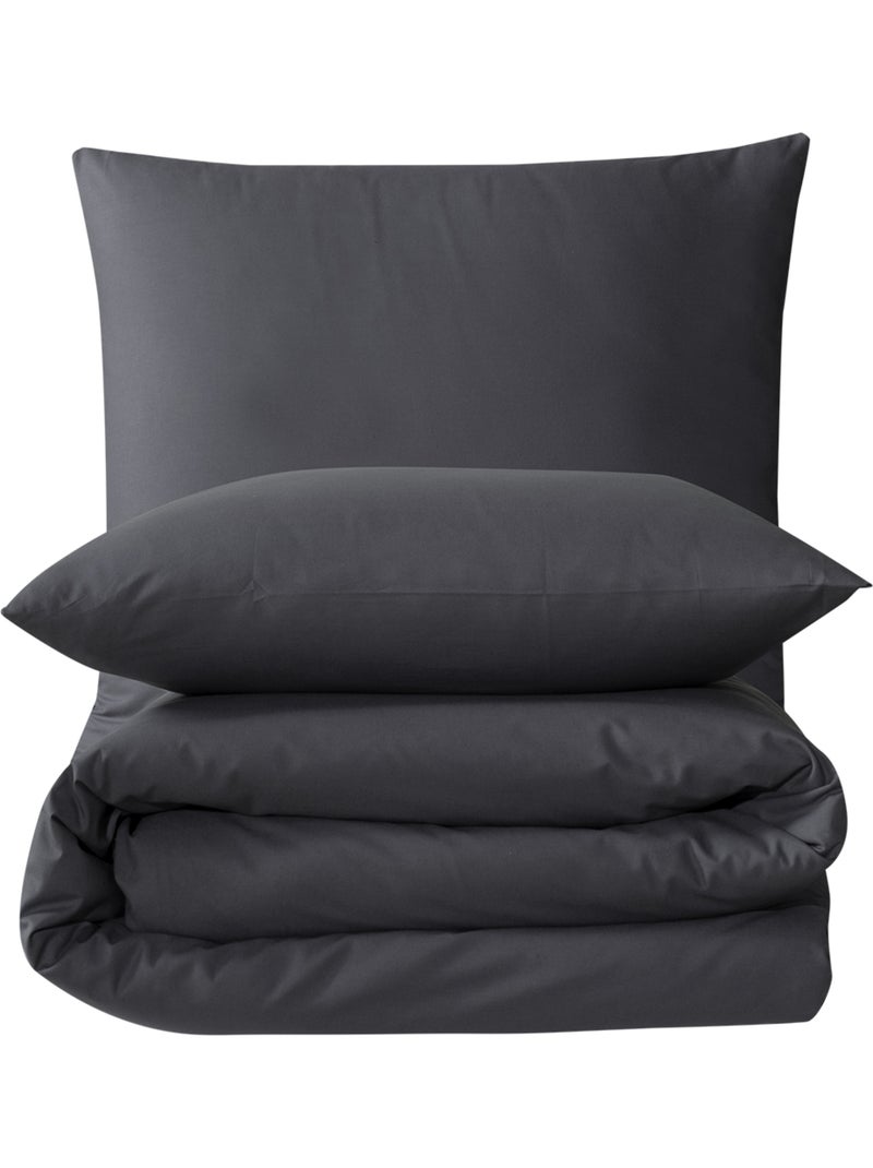 Set letto + federa in cotone Grigio antracite - Kiabi