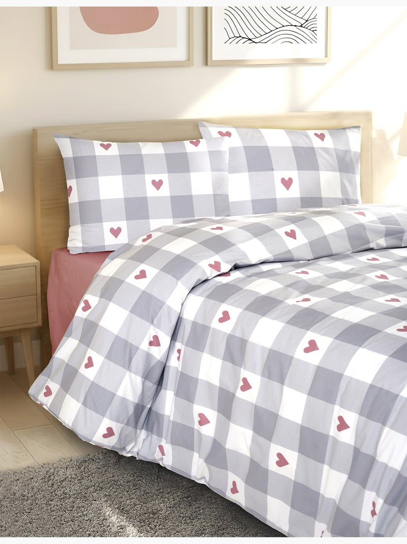 Set letto + federa in cotone Grigio rosso - Kiabi