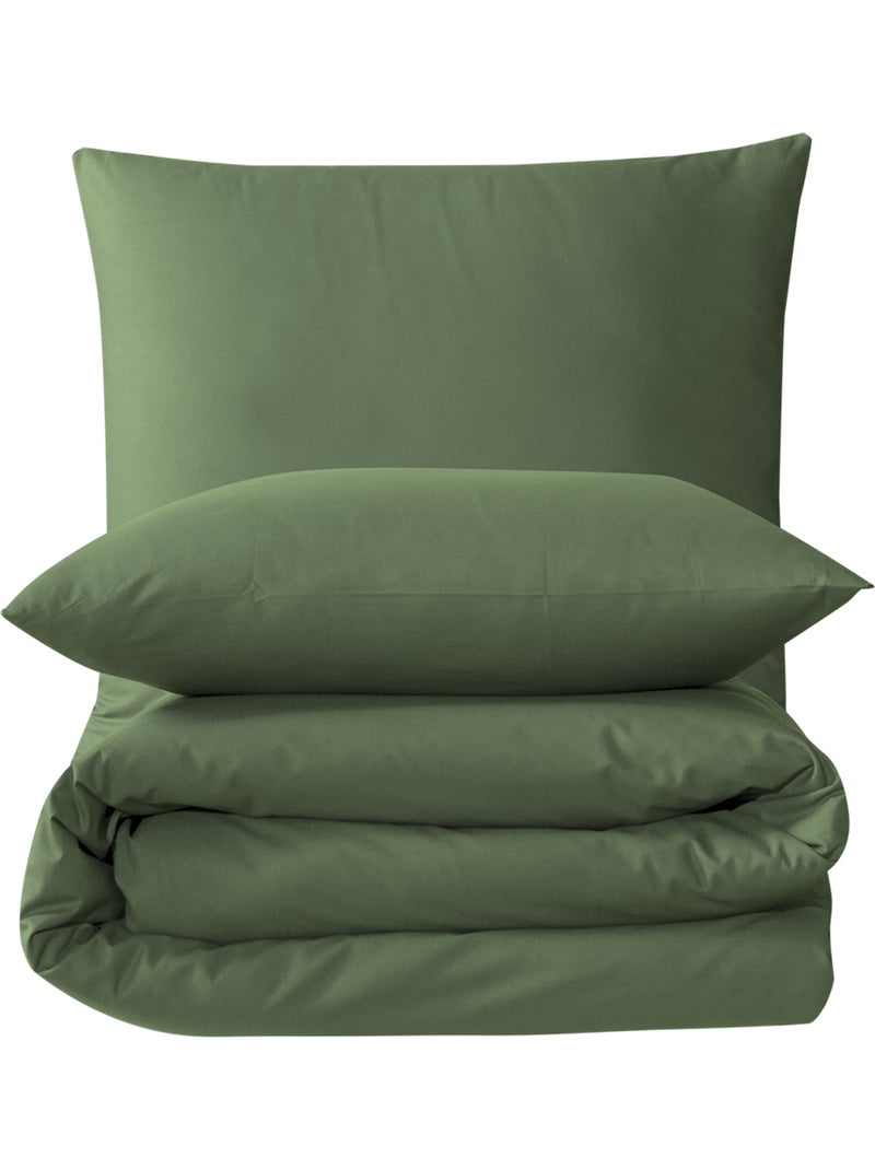 Set letto + federa in cotone Verde kaki - Kiabi