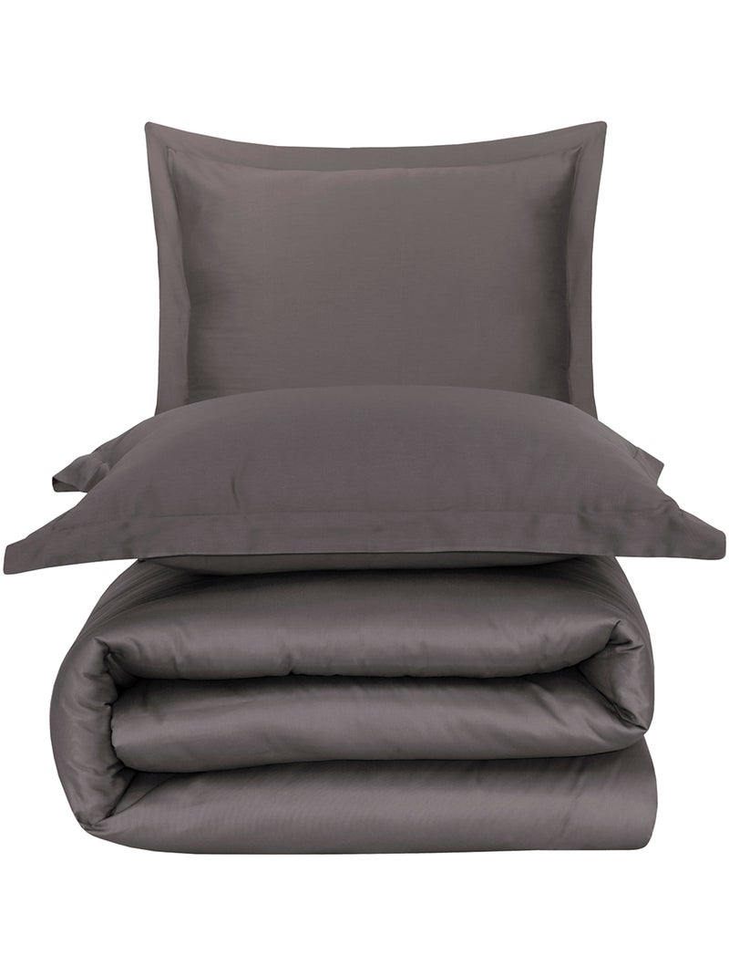 Set letto + federa in raso di cotone Grigio antracite - Kiabi