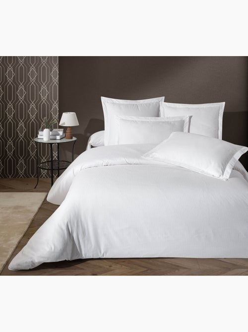 Set letto + federa in raso di cotone rigatino - Kiabi