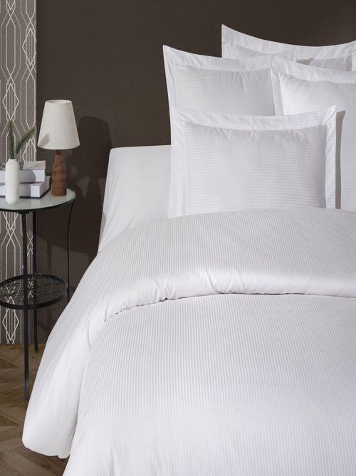 Set letto + federa in raso di cotone rigatino - Kiabi