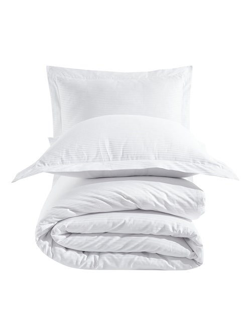 Set letto + federa in raso di cotone rigatino - Kiabi