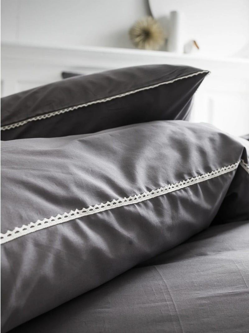 Set letto in Cotone Luxury Lace PROMO LINGE Grigio antracite - Kiabi