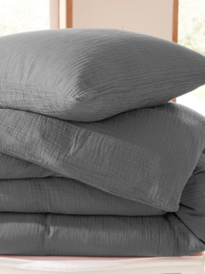 Set letto in garza di cotone Alia PROMO LINGE Grigio antracite - Kiabi