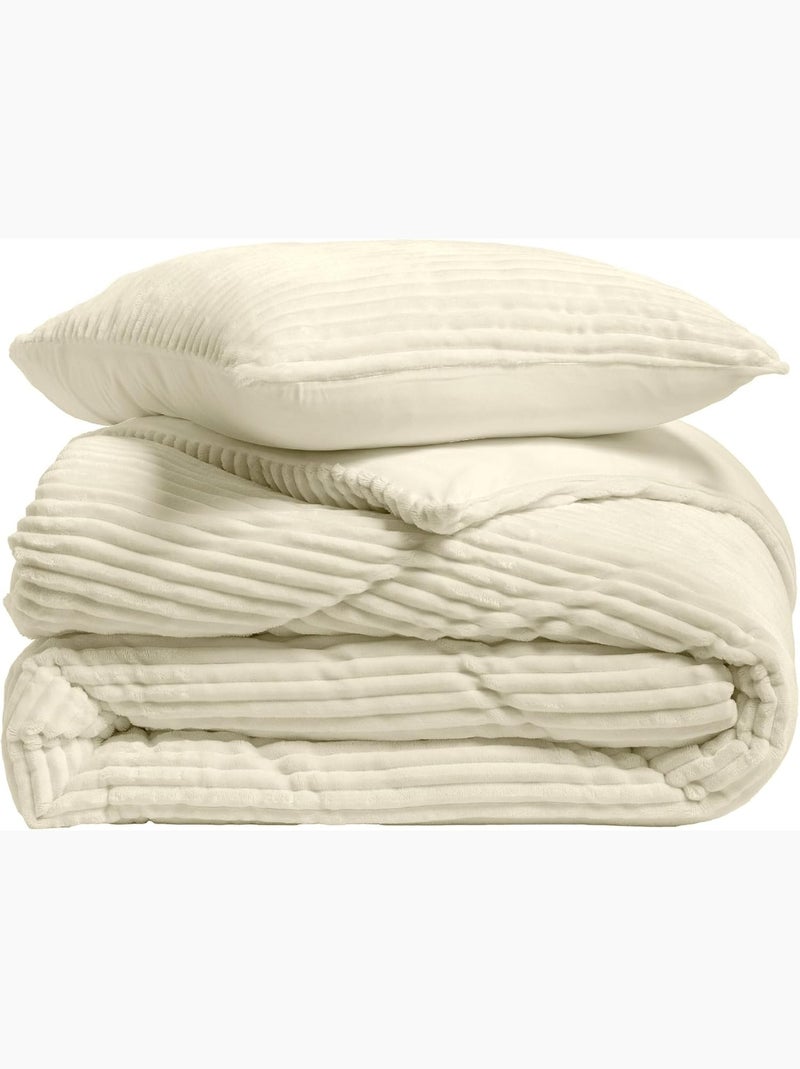 Set letto in poliestere flanelle douceur d'intérieur Beige grigio - Kiabi