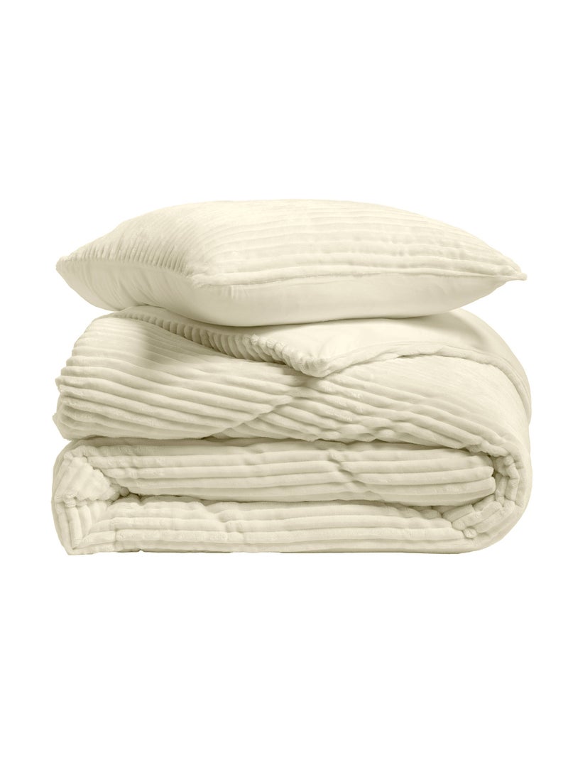 Set letto in poliestere flanelle douceur d'intérieur Beige grigio - Kiabi