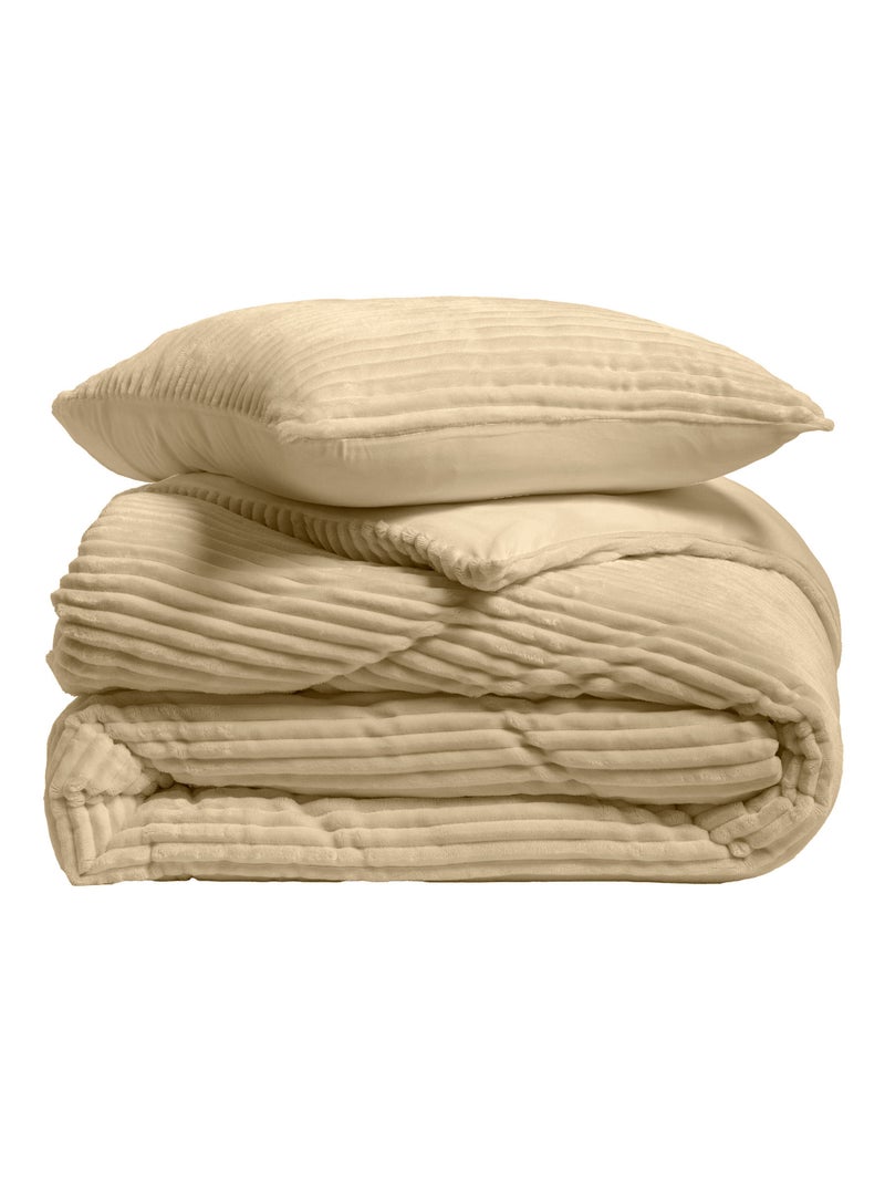 Set letto in poliestere flanelle douceur d'intérieur Beige sabbia - Kiabi