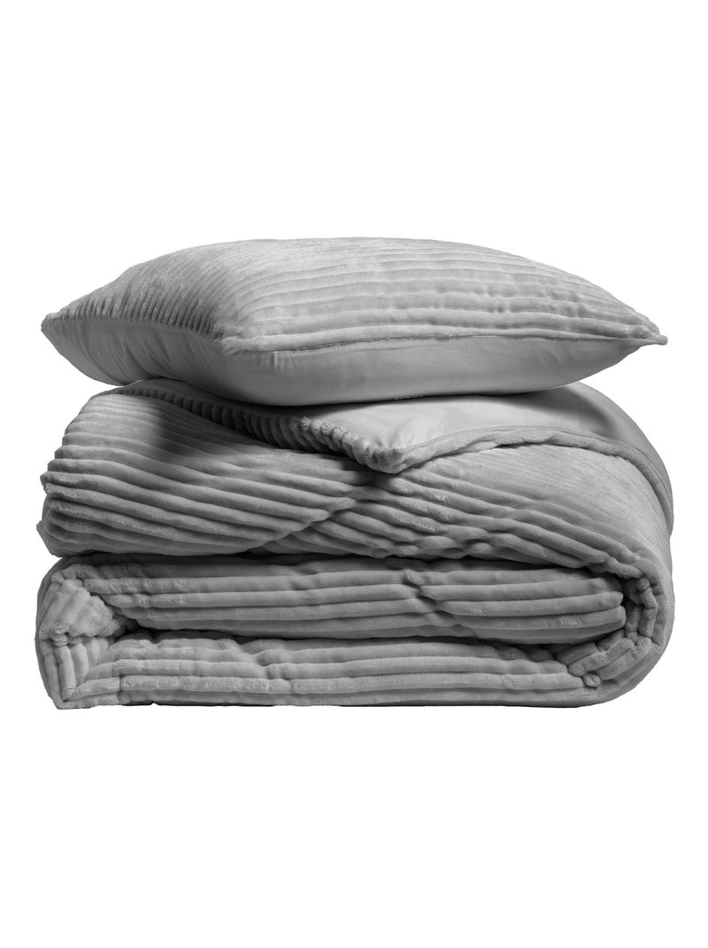 Set letto in Poliestere FLANELLE Douceur d'Intérieur Grigio antracite - Kiabi