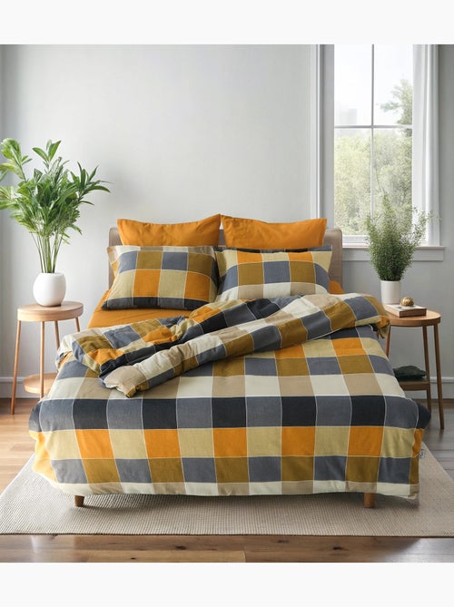 Set letto matrimoniale +2 federe 65x65 cm flanella di cotone - Kiabi