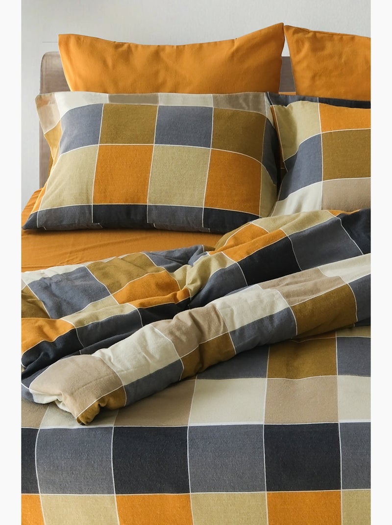 Set letto matrimoniale +2 federe 65x65 cm flanella di cotone Ambre - Kiabi