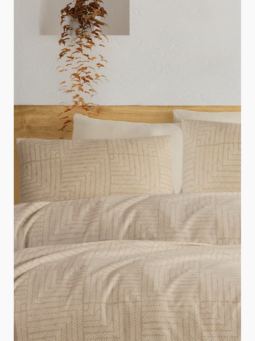 Set letto matrimoniale +2 federe 65x65 cm flanella di cotone - Kiabi