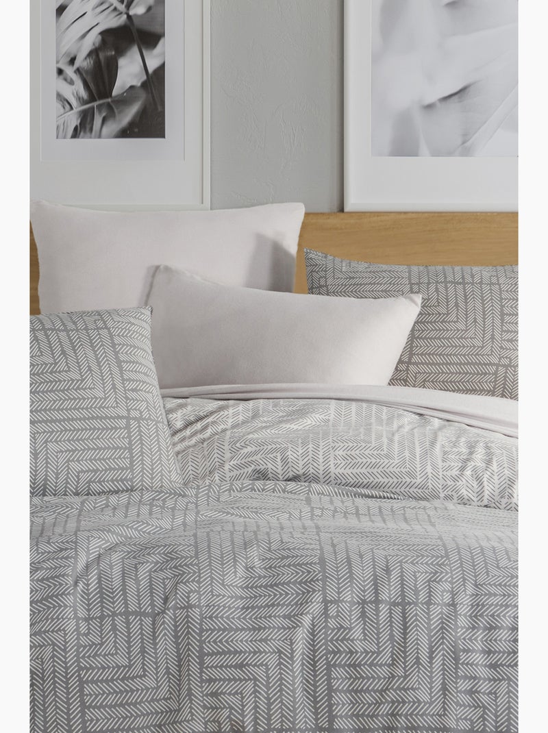 Set letto matrimoniale +2 federe 65x65 cm flanella di cotone Grigio - Kiabi
