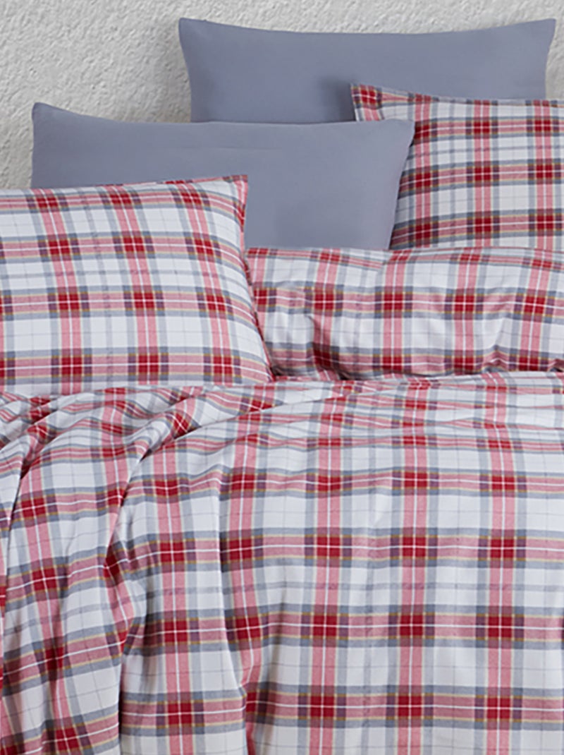 Set letto matrimoniale +2 federe 65x65 cm flanella di cotone Rosso - Kiabi