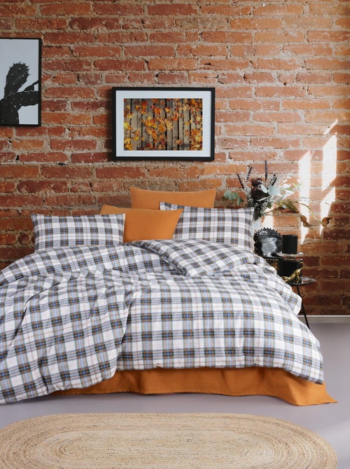 Set letto matrimoniale +2 federe 65x65 cm flanella di cotone - Kiabi