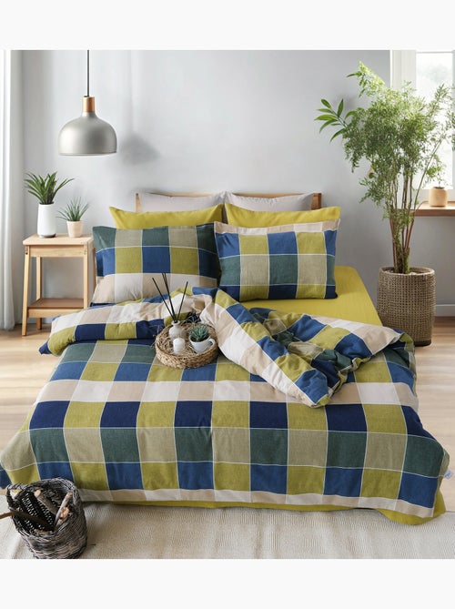 Set letto matrimoniale +2 federe 65x65 cm flanella di cotone - Kiabi