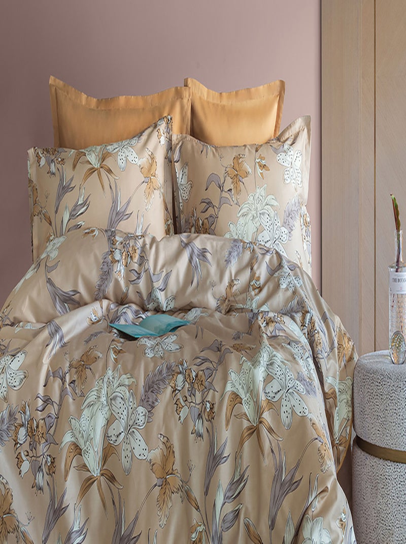 Set letto matrimoniale 240x220 cm+2 federe 63x63 cm in raso di cotone Beige - Kiabi