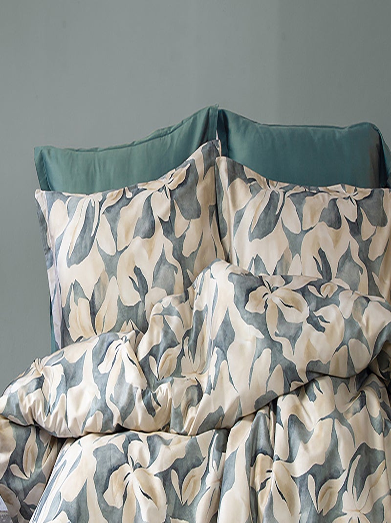 Set letto matrimoniale 240x220 cm+2 federe 63x63 cm in raso di cotone Verde - Kiabi