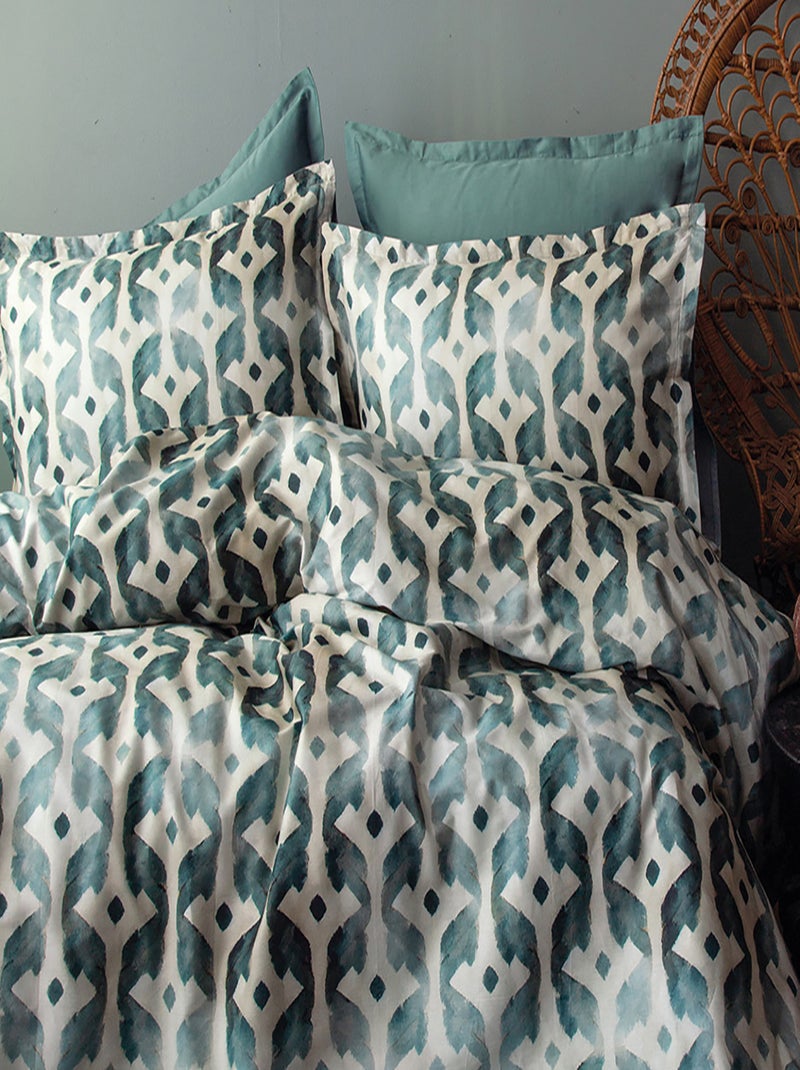 Set letto matrimoniale 240x220 cm+2 federe 63x63 cm in raso di cotone Verde - Kiabi