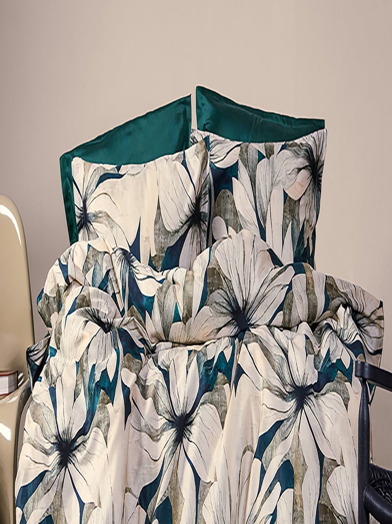 Set letto matrimoniale 240x220 cm+2 federe 63x63 cm in raso di cotone Verde - Kiabi