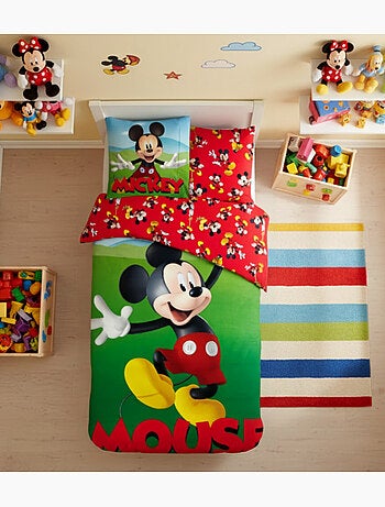Set Letto Mickey Disney, 100% Cotone Oeko?Tex, Letto Singolo, MOUSE