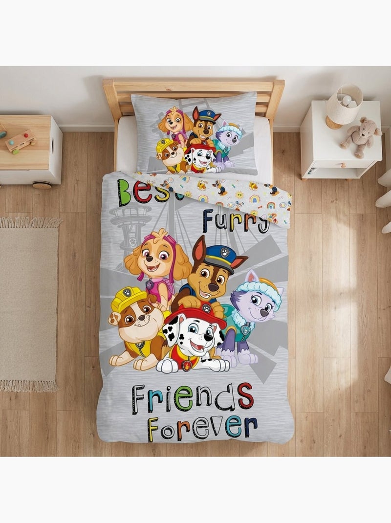 Set Letto Neonato Cotone Reversibile Chase Forever Grigio - Kiabi