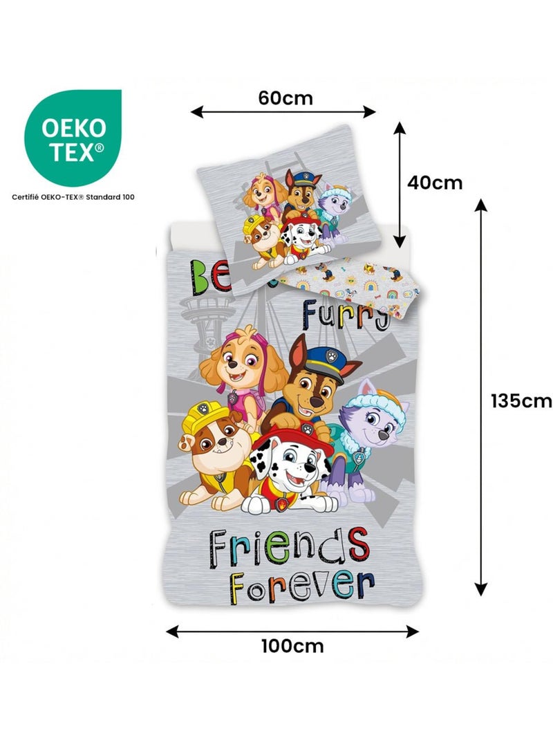Set Letto Neonato Cotone Reversibile Chase Forever Grigio - Kiabi