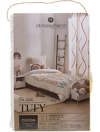 Set letto tufy 140x200 cm beige con stampa alfabetica