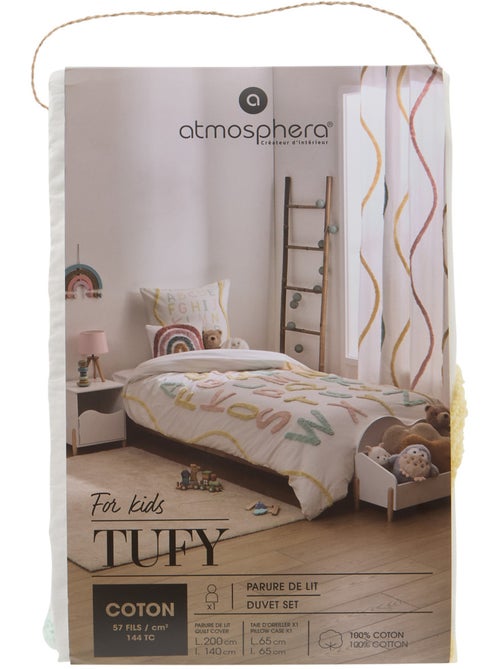 Set letto tufy 140x200 cm beige con stampa alfabetica - Kiabi Set letto tufy 140x200 cm beige con stampa alfabetica - Kiabi