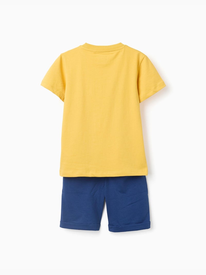 Set maglietta e pantaloncini in cotone con stampa Giallo scuro - Kiabi