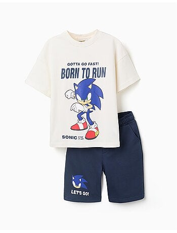 Set maglietta e pantaloncini in cotone con stampa Sonic