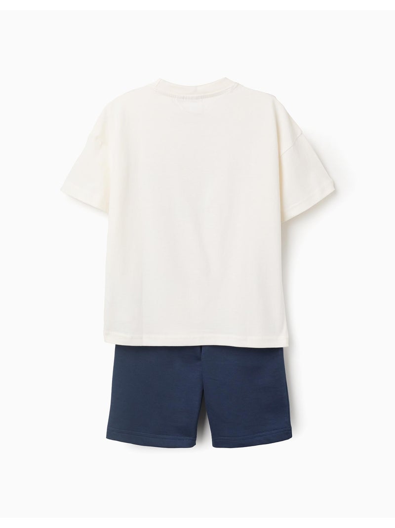 Set maglietta e pantaloncini in cotone con stampa Sonic Blu scuro - Kiabi