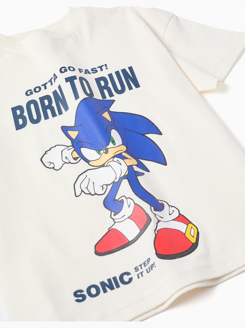 Set maglietta e pantaloncini in cotone con stampa Sonic Blu scuro - Kiabi