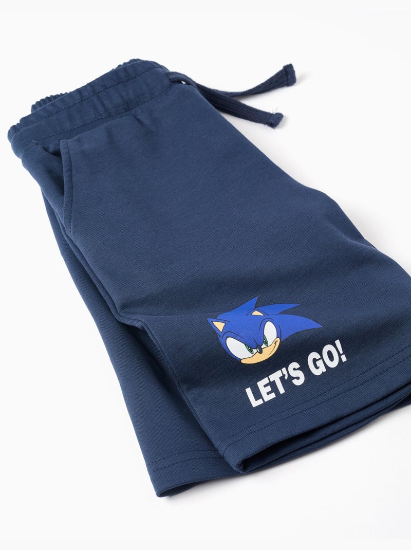 Set maglietta e pantaloncini in cotone con stampa Sonic Blu scuro - Kiabi