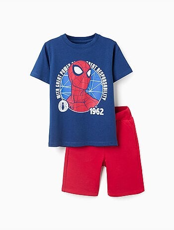 Set maglietta e pantaloncini in cotone con stampa Spider-Man