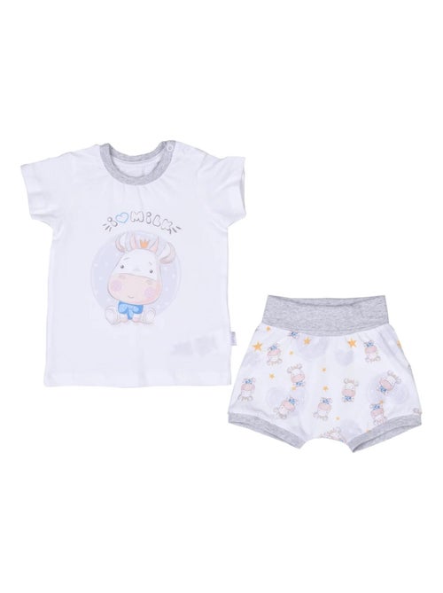 Set maglietta e pantaloncini per bambini in cotone biologico con stampa mucca | Kitikate - Kiabi
