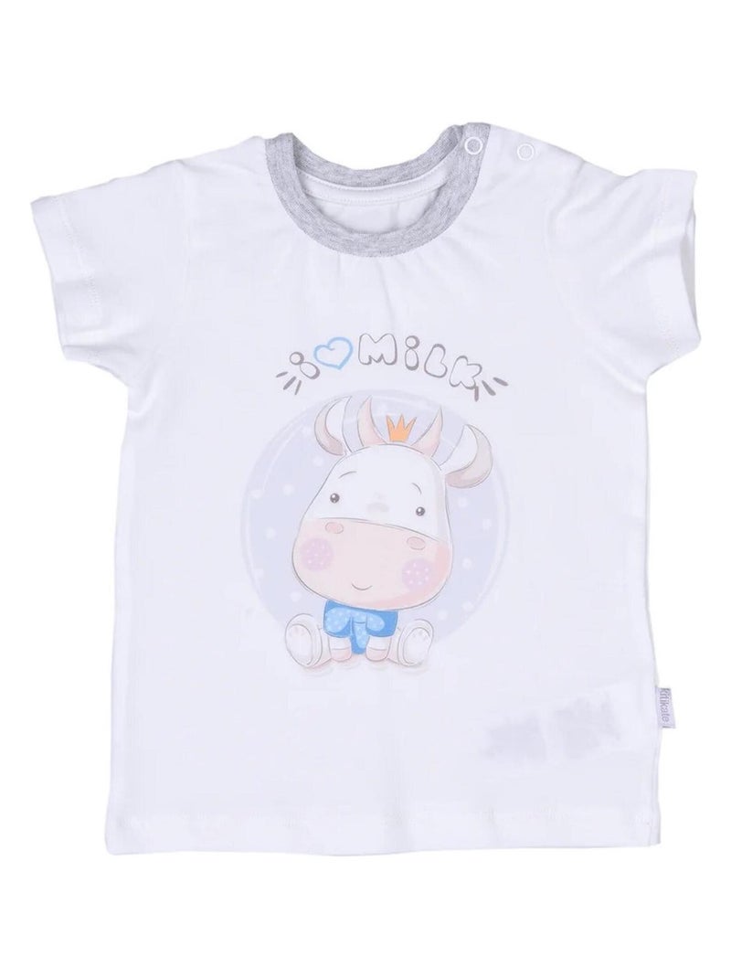Set maglietta e pantaloncini per bambini in cotone biologico con stampa mucca | kitikate | kitikate Ecru - Kiabi